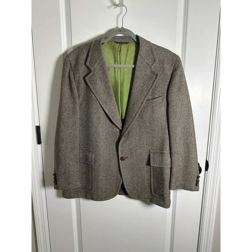 Vintage Cricketeer USA Mens Vintage 2 Bttn Wool Tweed‎ Blazer Sport Coat Brown